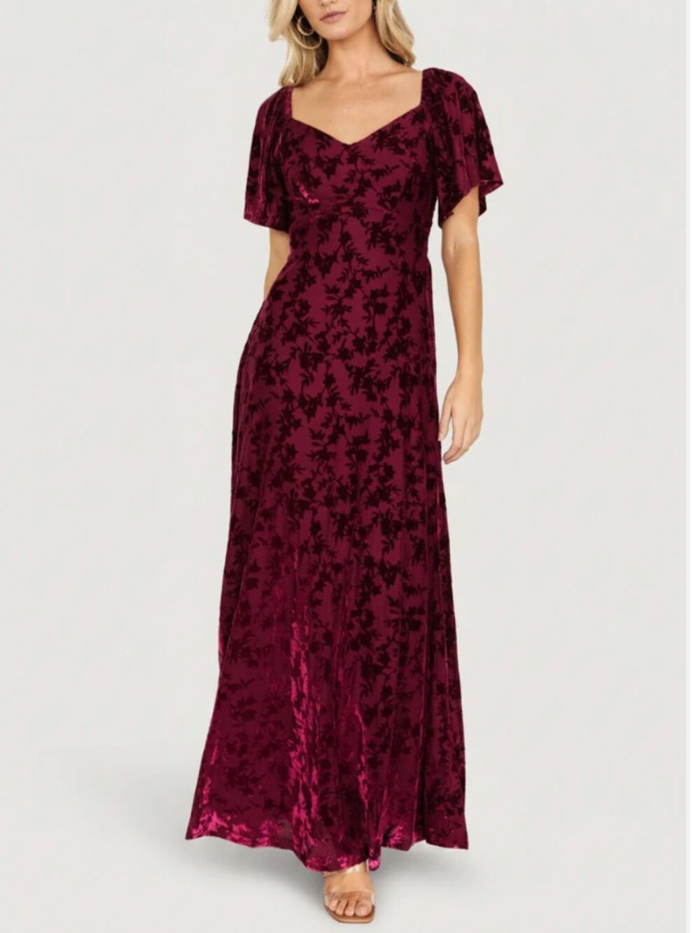 NWT Baltic Born Everley Velvet Maxi Dress in Mulberry - Picture 1 of 4